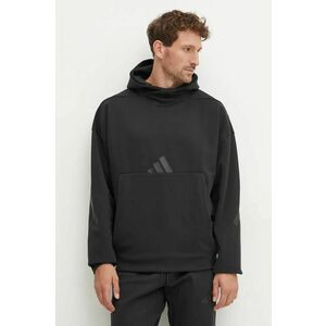 adidas bluza ZNE barbati, culoarea negru, cu glugă, cu imprimeu, JE7537 imagine