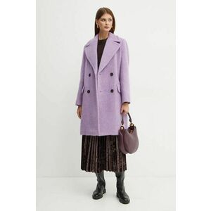 Weekend Max Mara palton de lana culoarea violet, de tranzitie, oversize, 2425016032600 imagine