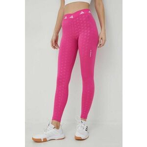 adidas Performance leggins de antrenament Techfit Brand Love culoarea roz, modelator imagine