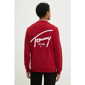 Tommy Jeans hanorac de bumbac barbati, culoarea bordo, cu imprimeu, DM0DM19230 imagine