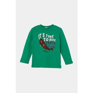 United Colors of Benetton longsleeve din bumbac pentru copii culoarea verde, cu imprimeu, 3096G10H0 imagine