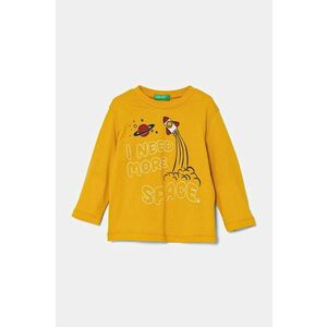 United Colors of Benetton longsleeve din bumbac pentru copii culoarea galben, cu imprimeu, 3096G10H0 imagine