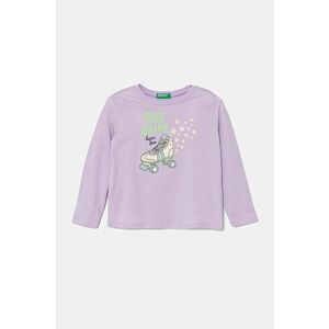 United Colors of Benetton longsleeve din bumbac pentru copii culoarea violet, 3096G10H1 imagine