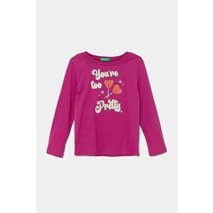 United Colors of Benetton longsleeve din bumbac pentru copii culoarea roz, 3096G10H1 imagine