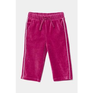 United Colors of Benetton pantaloni de trening din velur pentru copii culoarea roz, neted, 3UK0GF03Y imagine