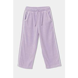 United Colors of Benetton pantaloni de trening din velur pentru copii culoarea violet, neted, 3UK0GF03Y imagine