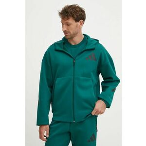 adidas bluza ZNE barbati, culoarea verde, cu glugă, cu imprimeu, JF6539 imagine