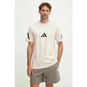 adidas tricou din bumbac ZNE barbati, culoarea bej, cu imprimeu, JF2459 imagine