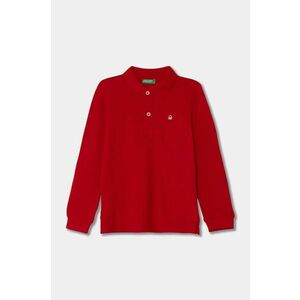 United Colors of Benetton longsleeve din bumbac pentru copii culoarea rosu, neted imagine