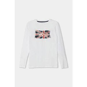 Pepe Jeans longsleeve din bumbac pentru copii CLAG LS culoarea alb, cu imprimeu, PB503916 imagine