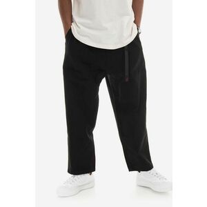 Gramicci pantaloni de bumbac Loose Tapered Pant culoarea negru, lat, medium waist imagine