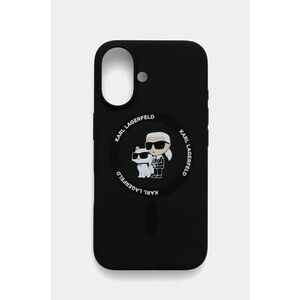 Karl Lagerfeld etui pentru telefon iPhone 16 6.1 culoarea negru, KLHMP16SSCMKCRHK imagine