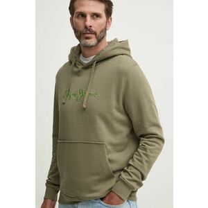 Pepe Jeans hanorac de bumbac NEW JOE HOODIE barbati, culoarea verde, cu glugă, cu imprimeu, PM582716 imagine