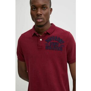 Superdry polo de bumbac culoarea bordo, cu imprimeu, M1110396A-TYP imagine