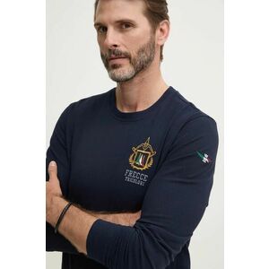 Aeronautica Militare longsleeve din bumbac culoarea albastru marin, cu imprimeu, TS2316J564 imagine