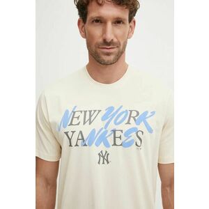 47 brand tricou din bumbac MLB New York Yankees barbati, culoarea bej, cu imprimeu, BB017TEPUFF636101Y0 imagine