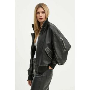 Won Hundred geaca bomber de piele femei, culoarea negru, de tranzitie, 3159-16024 imagine