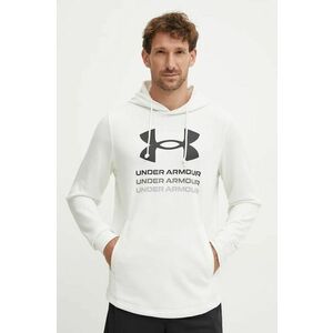 Under Armour hanorac de antrenament Rival culoarea alb, cu glugă, cu imprimeu, 1386047 imagine