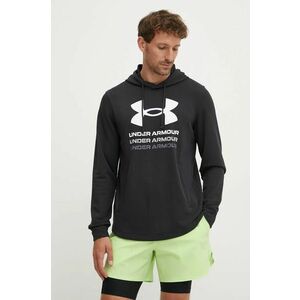 Under Armour hanorac de antrenament Rival culoarea negru, cu glugă, cu imprimeu, 1386047 imagine