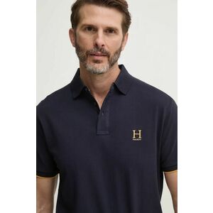 Hackett London polo de bumbac culoarea albastru marin, cu imprimeu, HM563354 imagine