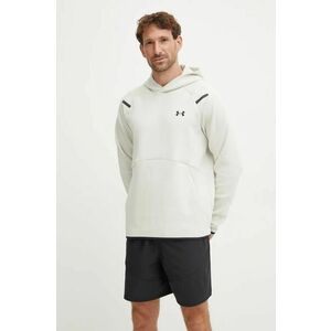 Under Armour bluza Unstoppable Fleece barbati, culoarea bej, cu glugă, cu imprimeu, 1389350 imagine