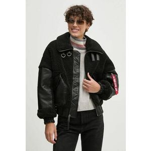 Alpha Industries geacă Teddy PU Bomber femei, culoarea negru, de tranzitie, oversize, 148001 imagine