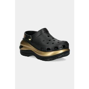 Crocs papuci Mega Crush Metallic Clog femei, culoarea negru, cu platforma, 210368 imagine