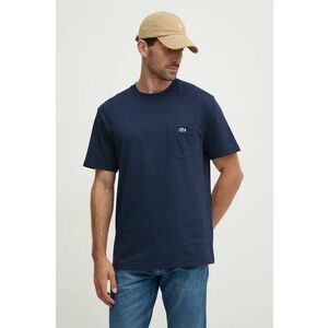 Lacoste tricou din bumbac barbati, culoarea albastru marin, neted, TH2827 imagine