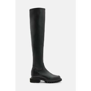 AllSaints ghete de piele Leona Boot femei, culoarea negru, cu toc plat, W097FB imagine