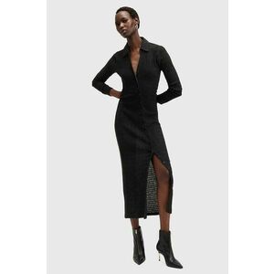 AllSaints rochie CONNIE MIDI DRESS culoarea negru, midi, mulata, W106DB imagine