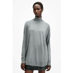 AllSaints pulover de lana BERN WRAP JUMPER femei, culoarea gri, cu guler, W028KB imagine