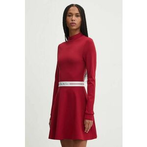 Tommy Jeans rochie culoarea bordo, mini, evazati, DW0DW18723 imagine