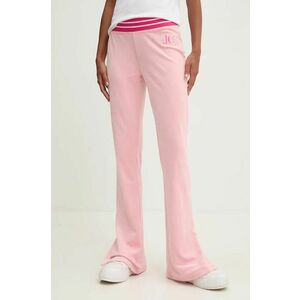 Juicy Couture pantaloni de trening din velur KURT TRACK PANT culoarea roz, cu imprimeu, JCSBJ224418 imagine