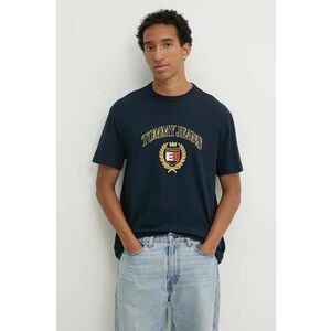 Tommy Jeans tricou din bumbac barbati, culoarea albastru marin, cu imprimeu, DM0DM19690 imagine