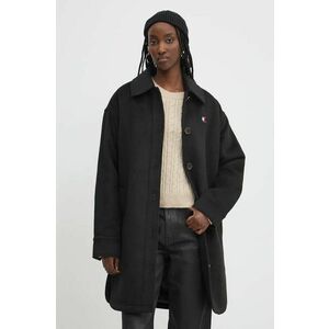 Tommy Jeans palton din lana culoarea negru, de tranzitie, oversize, DW0DW19831 imagine