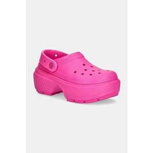 Crocs papuci Stomp Clog femei, culoarea roz, cu platforma, 209347 imagine