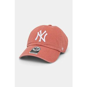 47 brand șapcă de baseball din bumbac MLB New York Yankees culoarea roz, cu imprimeu, B-RGW17GWS-IR imagine