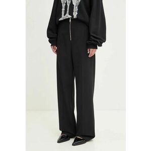 MSGM pantaloni din lana culoarea negru, drept, high waist, 3742MDP06.247810 imagine