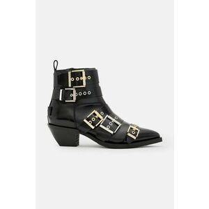 AllSaints cizme de piele Jane Buckle Boot femei, culoarea negru, cu toc drept, W019FB imagine