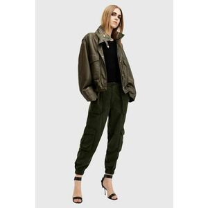 AllSaints pantaloni FREDA TENCEL TROUSER femei, culoarea verde, fason cargo, high waist, W051TB imagine