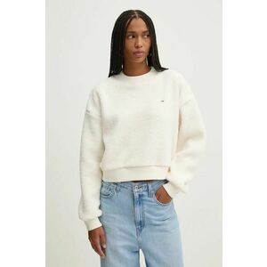 Tommy Jeans hanorac fleece culoarea bej, neted, DW0DW18770 imagine