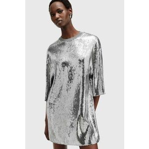 AllSaints rochie OPAL LOGO DRESS culoarea argintiu, mini, drept, W185DB imagine