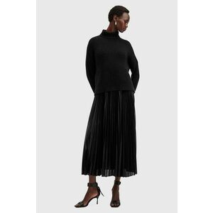 AllSaints rochie si pulover SPARK DRESS culoarea negru, midi, evazati, W082DB imagine