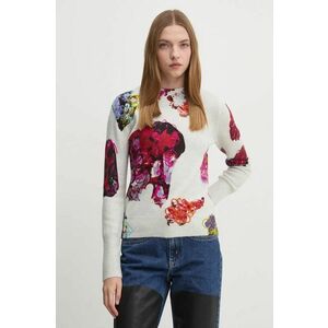 Desigual pulover MAXFLOWER SCRIBBL femei, culoarea gri, 24WWJF53 imagine