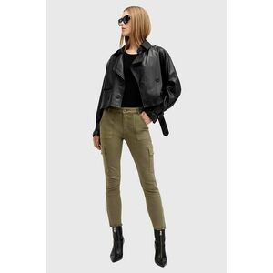 AllSaints pantaloni DURAN SKINNY CARGO femei, culoarea verde, mulata, high waist, W064EB imagine