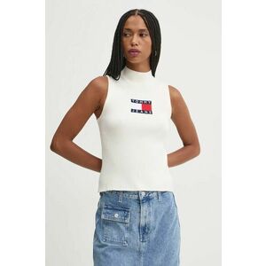 Tommy Jeans vesta culoarea bej, light, cu turtleneck, DW0DW18527 imagine