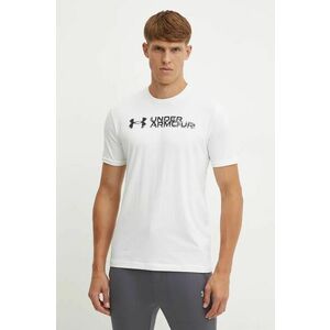 Under Armour tricou SLICED WORDMARK barbati, culoarea alb, cu imprimeu, 1386807 imagine