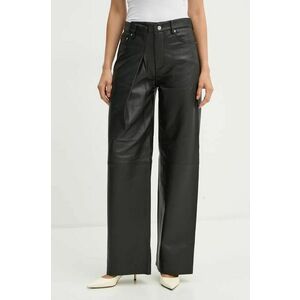 Won Hundred pantaloni de piele femei, culoarea negru, lat, high waist, 3158-16014 imagine