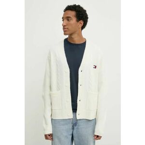 Tommy Jeans cardigan barbati, culoarea bej, DM0DM19441 imagine