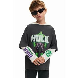 Desigual longsleeve din bumbac pentru copii HULK culoarea gri, cu imprimeu, 24WBTK08 imagine